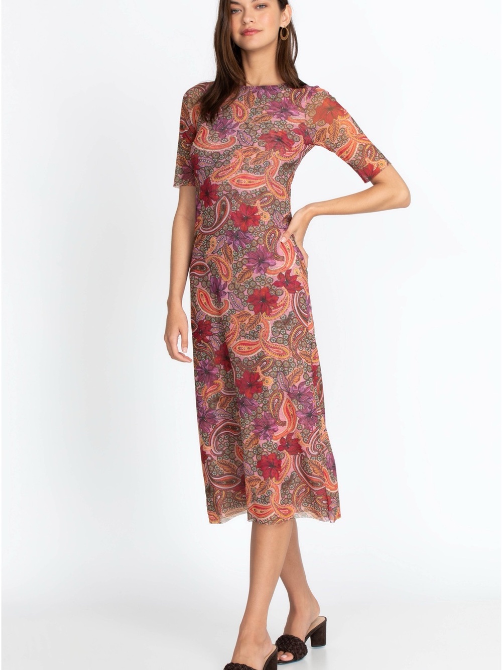 Johnny Was Haley Mesh Midi Dress Large